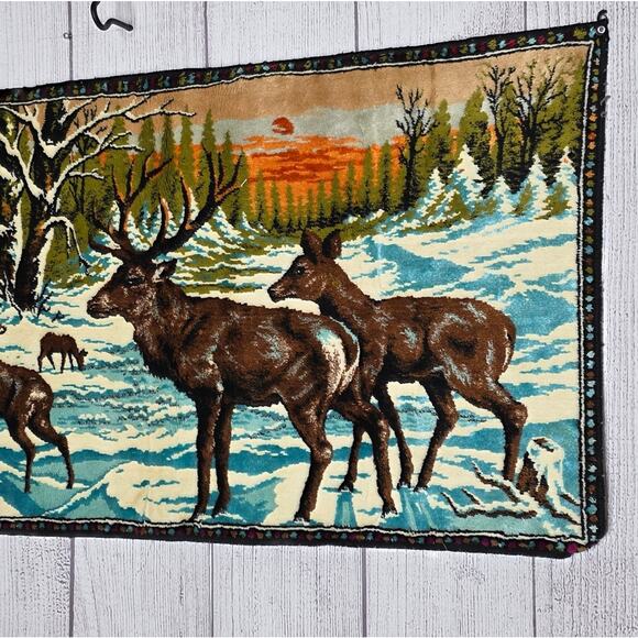 VTG Woven Deer Forest Wall Tapestry | 38.5” x 19.5” Cabin Lodge Decor - Picture 5 of 6